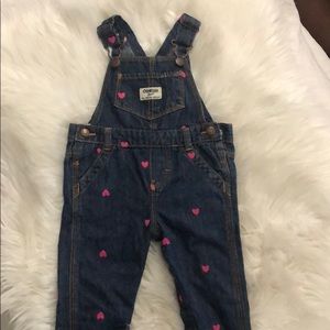 OshKosh bgosh overalls with hot pink hearts  12m
